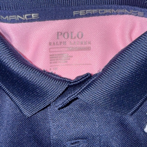 Kids Ralph Lauren Polo Shirt Navy Pink Color Block Short Sleeve Logo - Picture 2 of 4